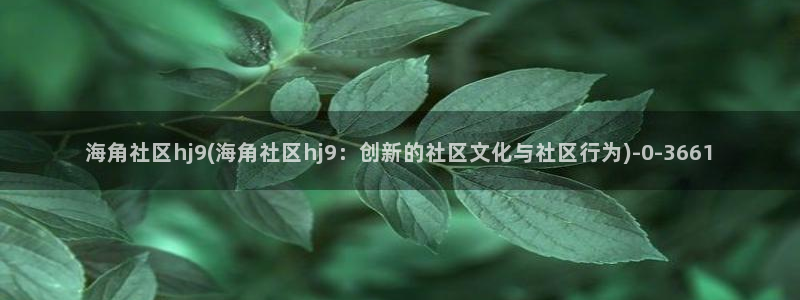 海角社区打包：海角社区hj9(海角社区hj9：创新的社区文化与社区行为)